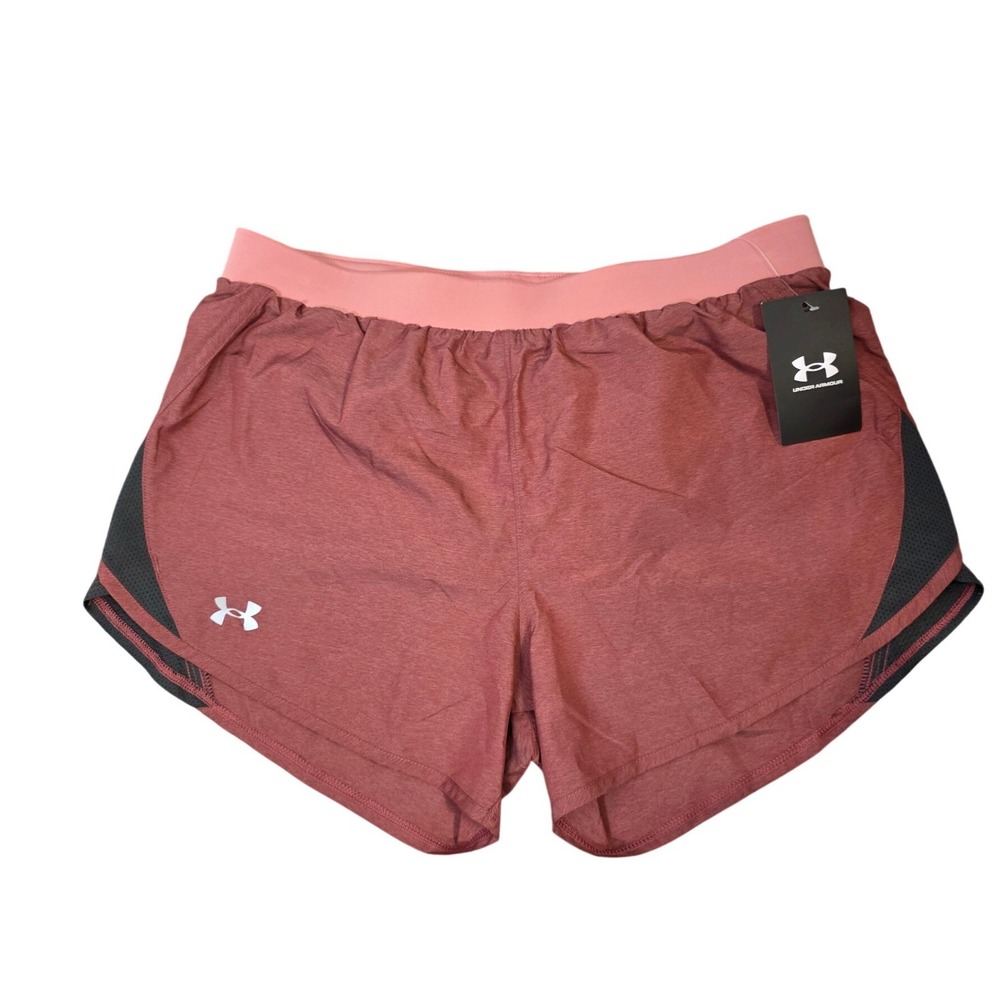 NEW Under Armour HeatGear Fly By 2.0 Running Shorts Womens Medium Mauve Pink/B54